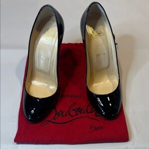 Christian Louboutin Black Patent Heels with Iconic Red Sole